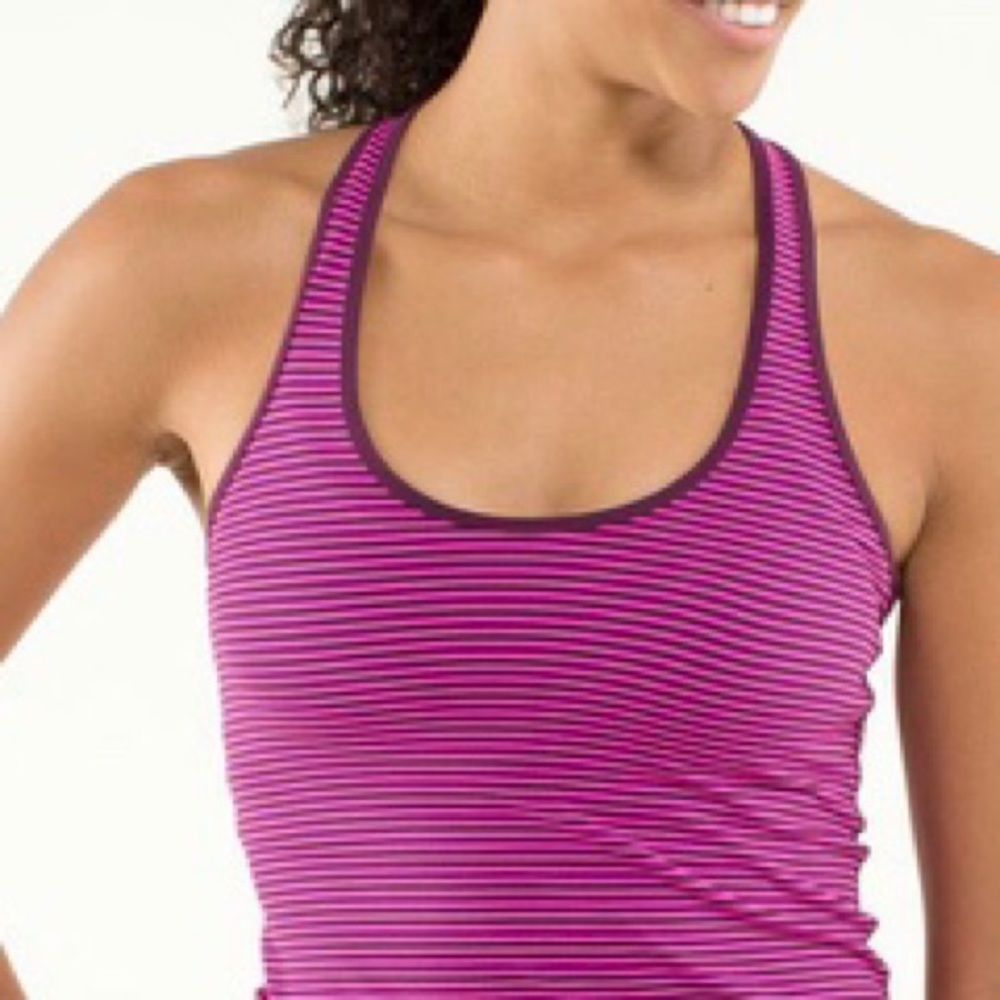 Lululemon Cool Racerback Striped Pink 2 - Picture 2 of 8